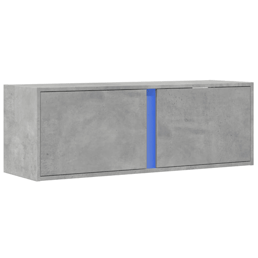 Móvel de parede p TV - Armário de TV c luzes LED 100x31x35cm cinzento cimento