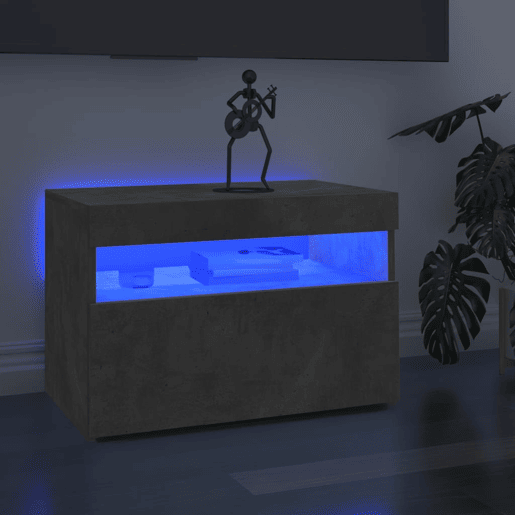 Móvel de TV - Modulo de TV - Armário de TV com luzes LED 60x35x40 cm cinzento cimento