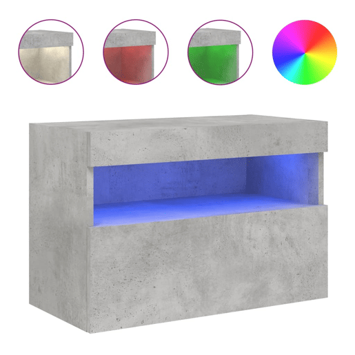 Móvel de parede p TV - Armário de TV c luzes LED 60x30x40 cm cinza cimento