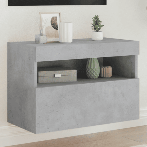 Móvel de parede p TV - Armário de TV c luzes LED 60x30x40 cm cinza cimento