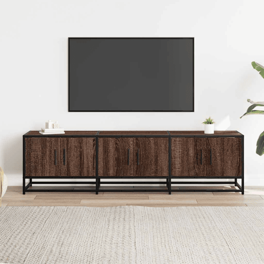 Móvel p TV, Armário de TV 150x35x41 cm deriv. madeirametal carvalho castanho