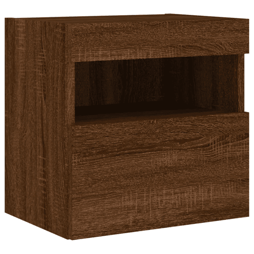Móvel parede p TV - Armário TV c luzes LED 40x30x40 cm carvalho castanho