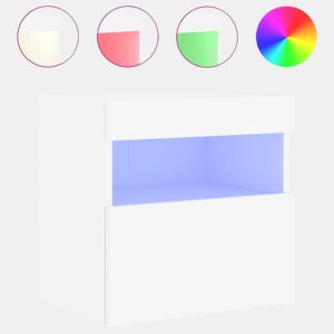 Móvel de parede para TV - Armário de TV com luzes LED 40x30x40 cm branco