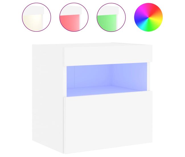 Mueble tv - mesa de tv de pared con luces led blanco 40x30x40 cm