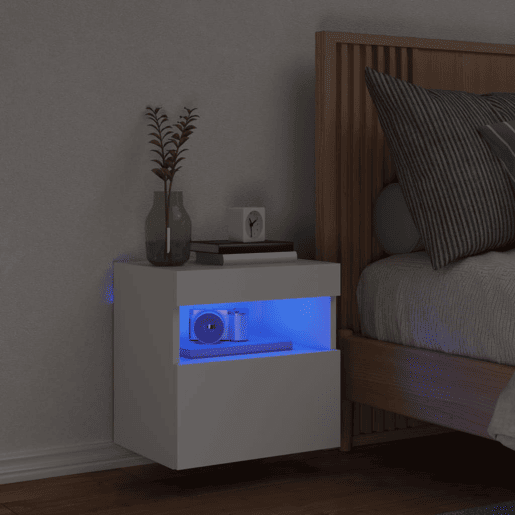 Móvel de parede para TV - Armário de TV com luzes LED 40x30x40 cm branco