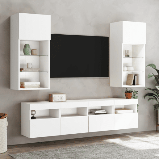 Móvel de parede para TV - Armário de TV com luzes LED 40x30x40 cm branco