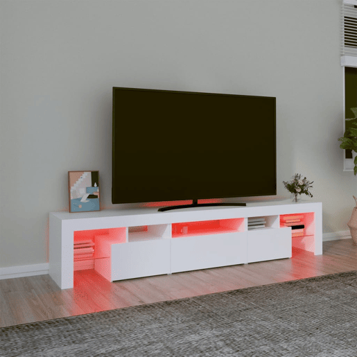 Móvel de TV - Modulo de TV - Armário de TV com luzes LED 200x36,5x40 cm branco