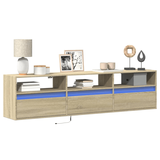 Móvel de parede p TV - Armário de TV c luzes LED 180x31x45 cm carvalho sonoma