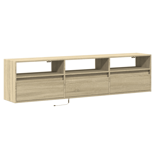 Móvel de parede p TV - Armário de TV c luzes LED 180x31x45 cm carvalho sonoma