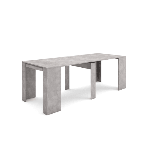 Mesa Consola Extensível, Cozinha, Sala de jantar, 222x90x77cm, Para 10 pessoas, Mesa de Jantar, Cimento