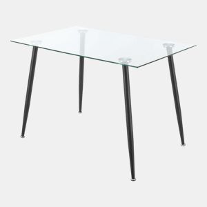 Mesa de sala de jantar vidro temperado aço 75 x 110 x 70 cm preto 03_0008702