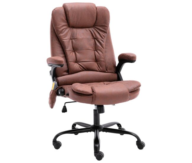 Silla sillón ordenador oficina asiento masaje estudio claro piel sintética ante marrón 02_0024012