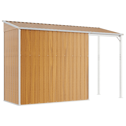 Galpão de jardim Cabana Galpão Casa de armazenamento Galpão externo Galpão de ferramentas para serviços pesados u200Bu200Bcom telhado transparente estendido 277 x 110,5 x 181 cm Marrom 02_0022220