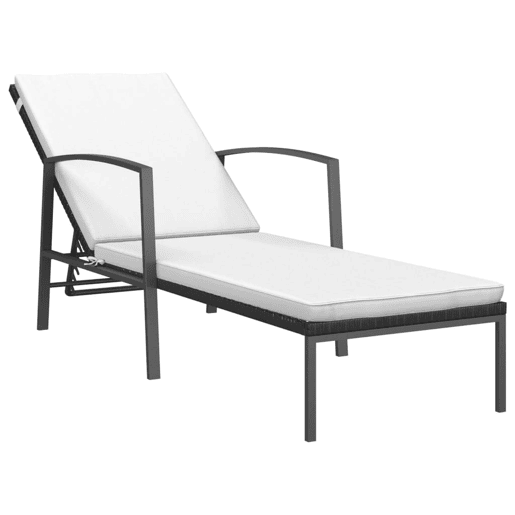 Conjunto de 2 espreguiçadeiras espreguiçadeiras para banhos de sol jardim cama terraço móveis ao ar livre com mesa de resina tecida preta 02_0012134