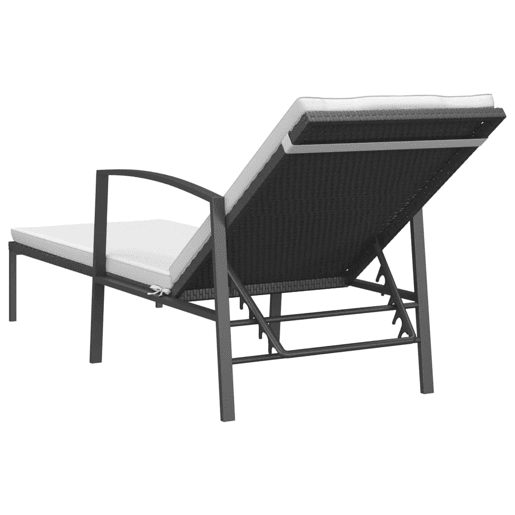 Conjunto de 2 espreguiçadeiras espreguiçadeiras para banhos de sol jardim cama terraço móveis ao ar livre com mesa de resina tecida preta 02_0012134