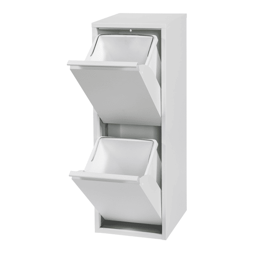 Lixeira de parede com 2 lixeiras removíveis 93 x 33 x 25 cm branco 03_0008198