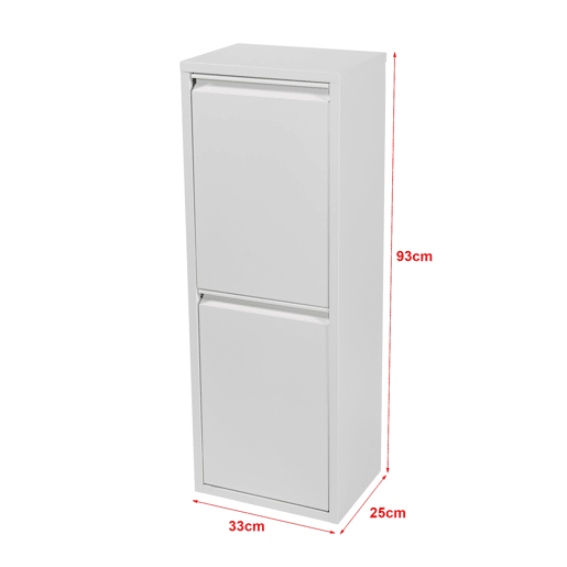 Lixeira de parede com 2 lixeiras removíveis 93 x 33 x 25 cm branco 03_0008198