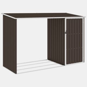 Abrigo de madeira de jardim 245 x 98 x 159 cm aço galvanizado marrom 02_0022398