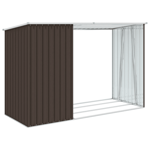 Abrigo de madeira de jardim 245 x 98 x 159 cm aço galvanizado marrom 02_0022398