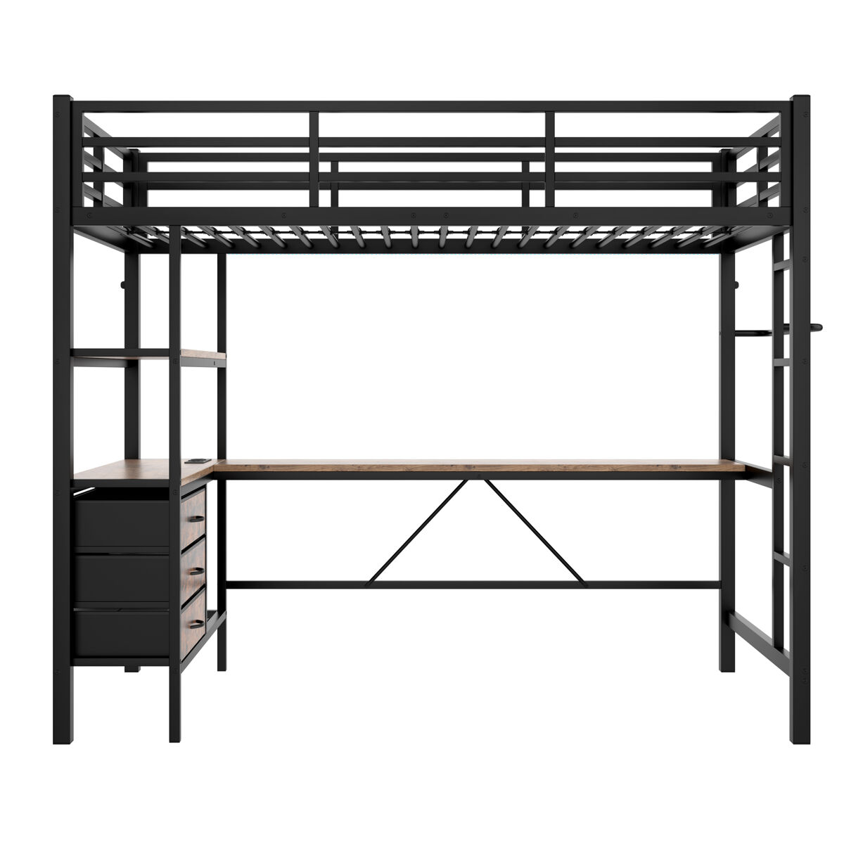 Cama alta para niños 98x204 Negro