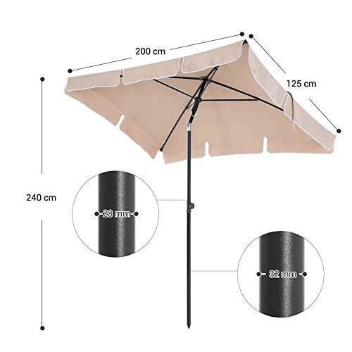 Guarda-sol de varanda retangular 2 x 1 25 m proteção guarda-sol de lona upf 50 com cobertura saco de transporte terraço jardim sem base cinza 12_0000800