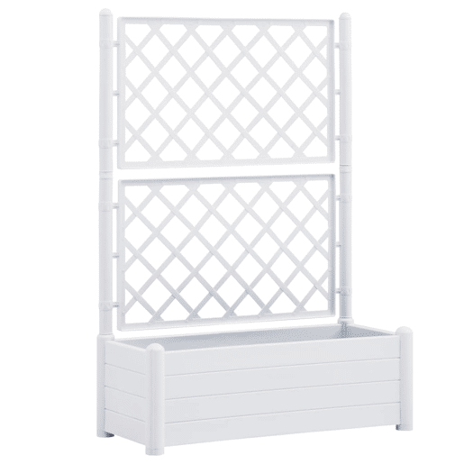 Floreira com treliça 100 x 43 x 142 cm plantas de jardim flores PP branco 02_0000809