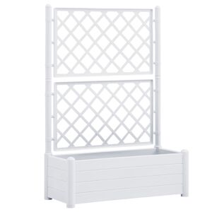 Floreira com treliça 100 x 43 x 142 cm plantas de jardim flores PP branco 02_0000809