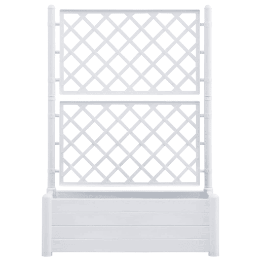 Floreira com treliça 100 x 43 x 142 cm plantas de jardim flores PP branco 02_0000809