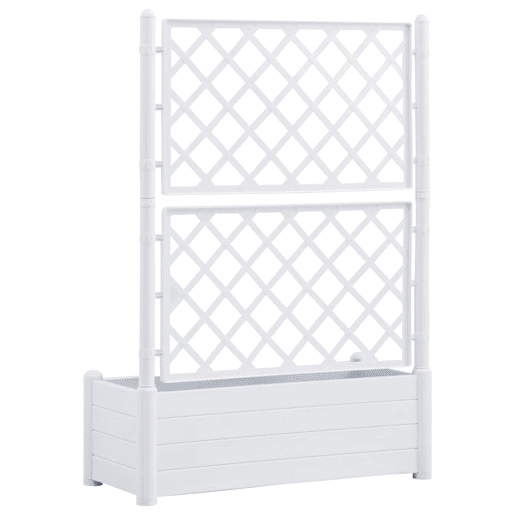 Floreira com treliça 100 x 43 x 142 cm plantas de jardim flores PP branco 02_0000809