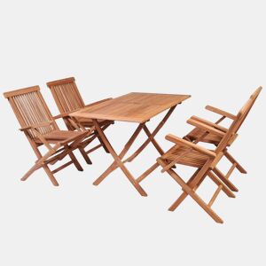 Conjunto de jantar de jardim de 5 peças em madeira de teca maciça 02_0014770