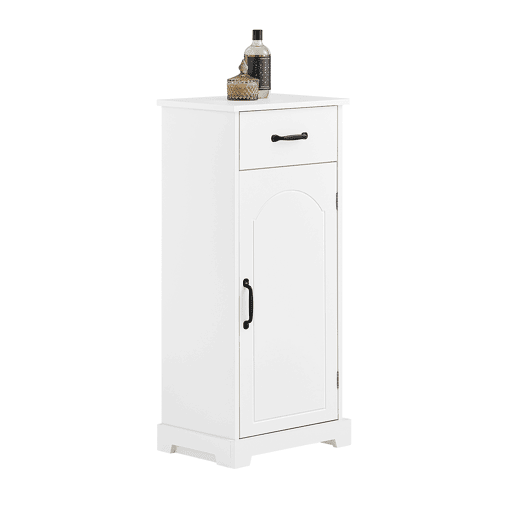 SoBuy Armário de Banheiro Branco 42x30x93cm com Gaveta e Prateleiras Ajustáveis BZR207-W