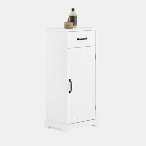 SoBuy Armário de Banheiro Branco 42x30x93cm com Gaveta e Prateleiras Ajustáveis BZR207-W