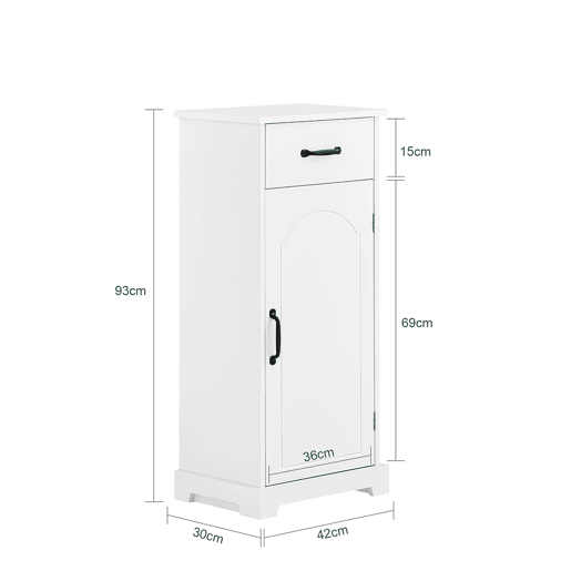 SoBuy Armário de Banheiro Branco 42x30x93cm com Gaveta e Prateleiras Ajustáveis BZR207-W