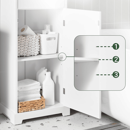 SoBuy Armário de Banheiro Branco 42x30x93cm com Gaveta e Prateleiras Ajustáveis BZR207-W