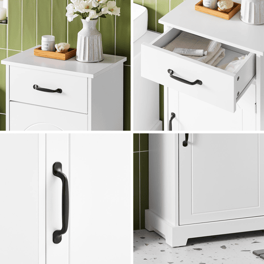 SoBuy Armário de Banheiro Branco 42x30x93cm com Gaveta e Prateleiras Ajustáveis BZR207-W