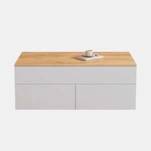 Mesa de centro 100 * 50 * 40 cm - Mesa de centro elevável com arrumação oculta e 2 gavetas - Branco + Madeira