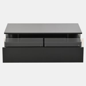 Mesa de centro 90 * 45 * 35,5 cm - Mesa de centro com tabuleiro, 2 gavetas, mesa de apoio em vidro temperado com luz LED - Preto