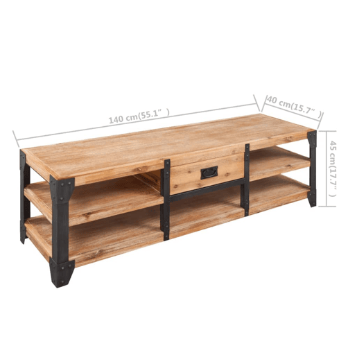 Móvel TV - Modulo de TV - Armário de TV madeira de acácia maciça 140x40x45 cm