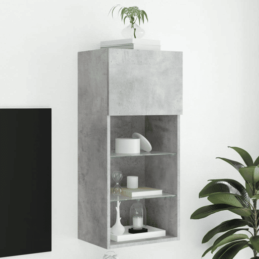 Móvel de TV - Modulo de TV - Armário de TV com luzes LED 40,5x30x90 cm cinzento cimento