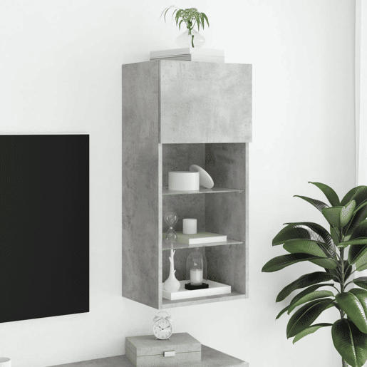 Móvel de TV - Modulo de TV - Armário de TV com luzes LED 40,5x30x90 cm cinzento cimento
