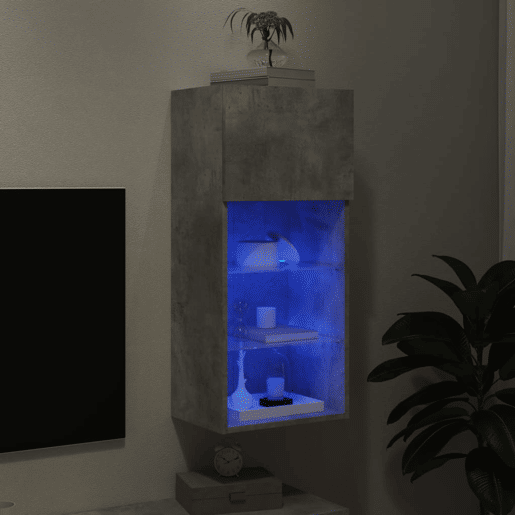Móvel de TV - Modulo de TV - Armário de TV com luzes LED 40,5x30x90 cm cinzento cimento