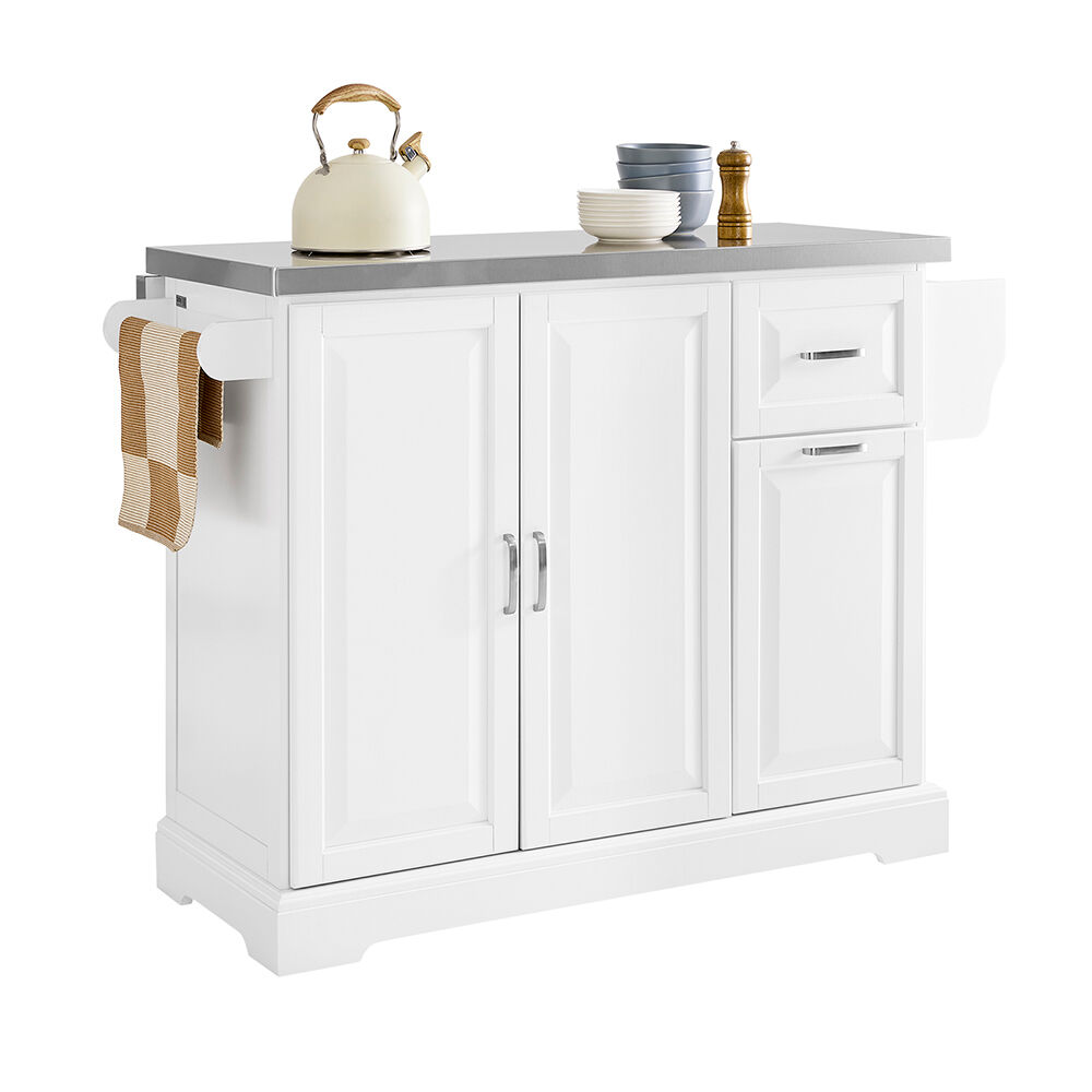 Sobuy carrito de cocina con ruedas encimera extensible 130x46x91cm blanco fkw128-st