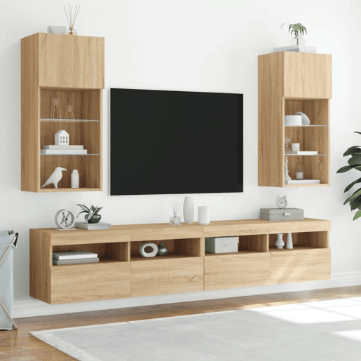 Móvel de TV - Modulo de TV - Armário de TV com luzes LED 40,5x30x90 cm carvalho sonoma