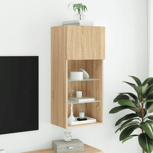 Móvel de TV - Modulo de TV - Armário de TV com luzes LED 40,5x30x90 cm carvalho sonoma