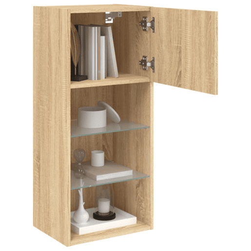 Móvel de TV - Modulo de TV - Armário de TV com luzes LED 40,5x30x90 cm carvalho sonoma