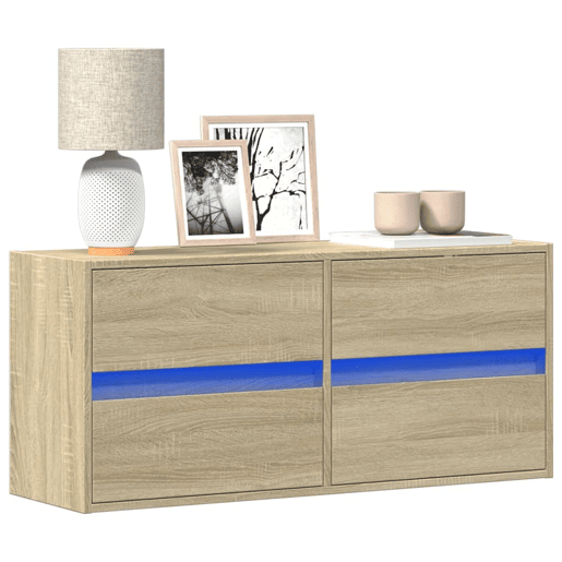 Móvel de parede p TV - Armário de TV c luzes LED 100x31x45 cm carvalho sonoma