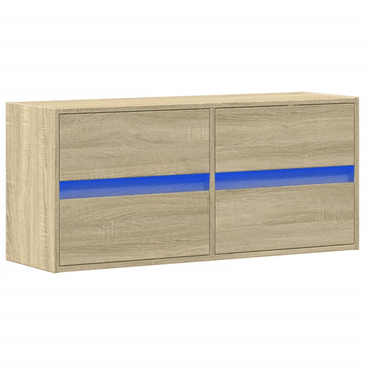 Móvel de parede p TV - Armário de TV c luzes LED 100x31x45 cm carvalho sonoma