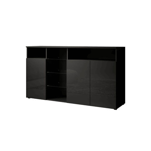 Aparador Sala de estar e jantar Preto 150x40x82 3 portas LED Clark L Muebles Bonitos
