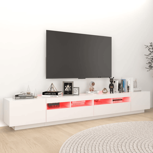 Móvel de TV - Modulo de TV - Armário de TV com luzes LED 260x35x40 cm branco