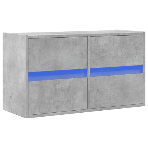 Móvel de parede p TV - Armário de TV c luzes LED 80x31x45 cm cinzento cimento